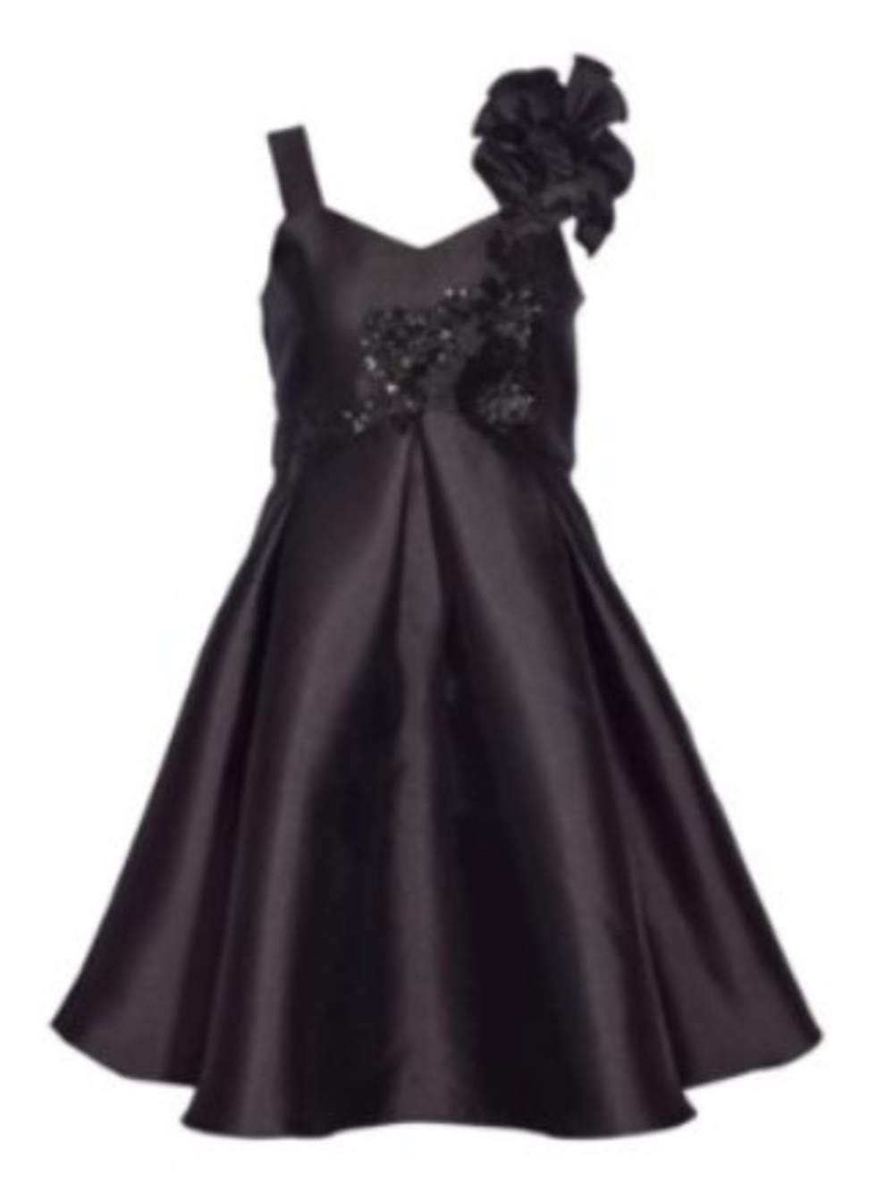 Macy's Black One-Shoulder Flower-Applique Formal Dress for Girls